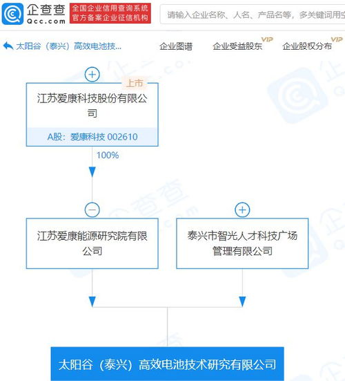 愛康科技子公司參股成立高效電池技術研究公司,注冊資本1億元